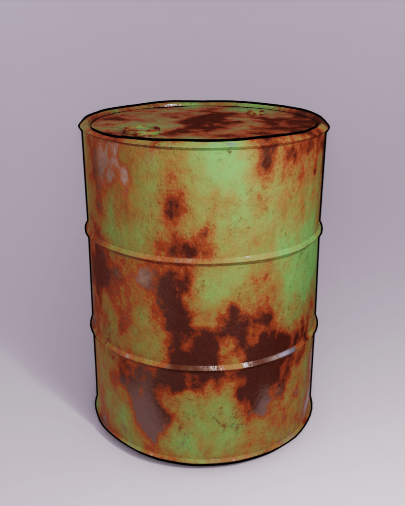 3D render of an old rusty drum.