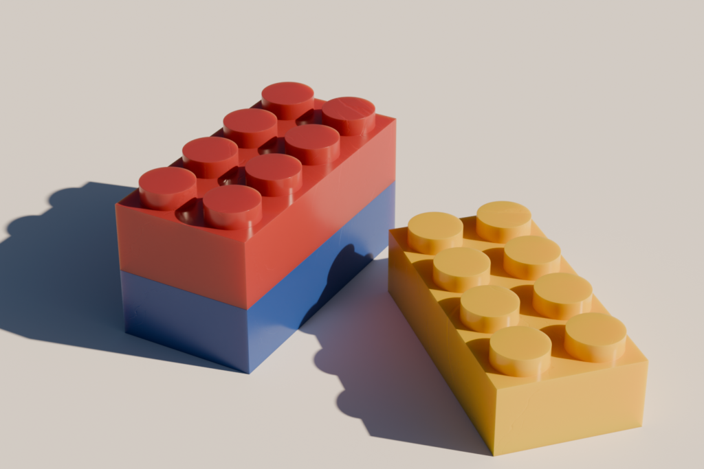 3D render of plastic-toy bricks.