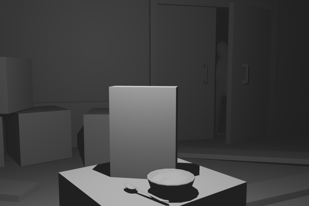 3D render of an abandoned warehouse.